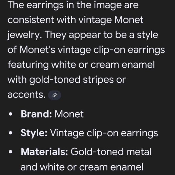 Gold Tone Cream Enamel Earrings Possibly Monet Clip On Converted to Post Vintage - Picture 6 of 6